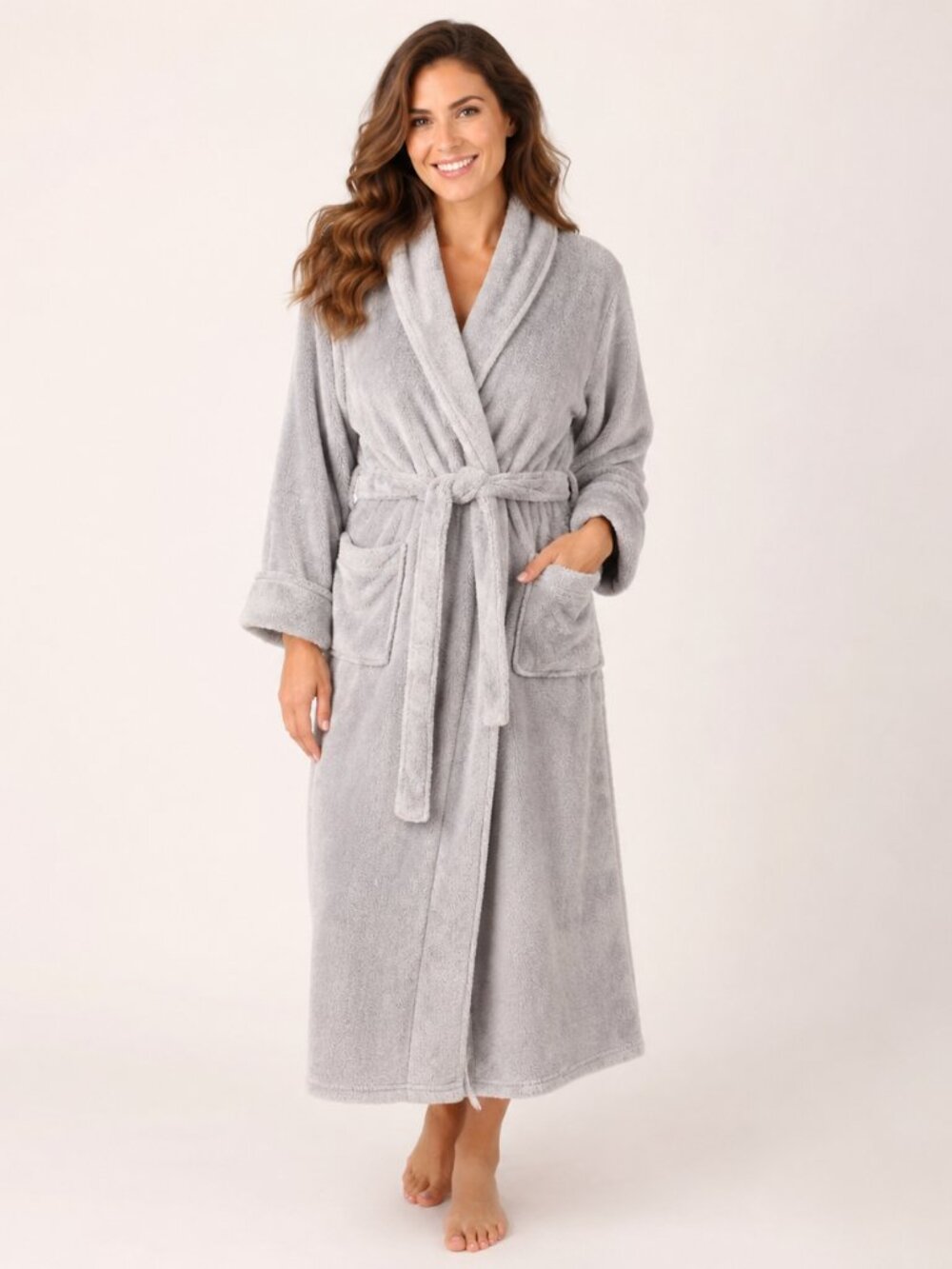 Quiet Luxury Oscar de la Renta Plush Robe, Cozy Chic Minimalist Lounge Vibes S/M